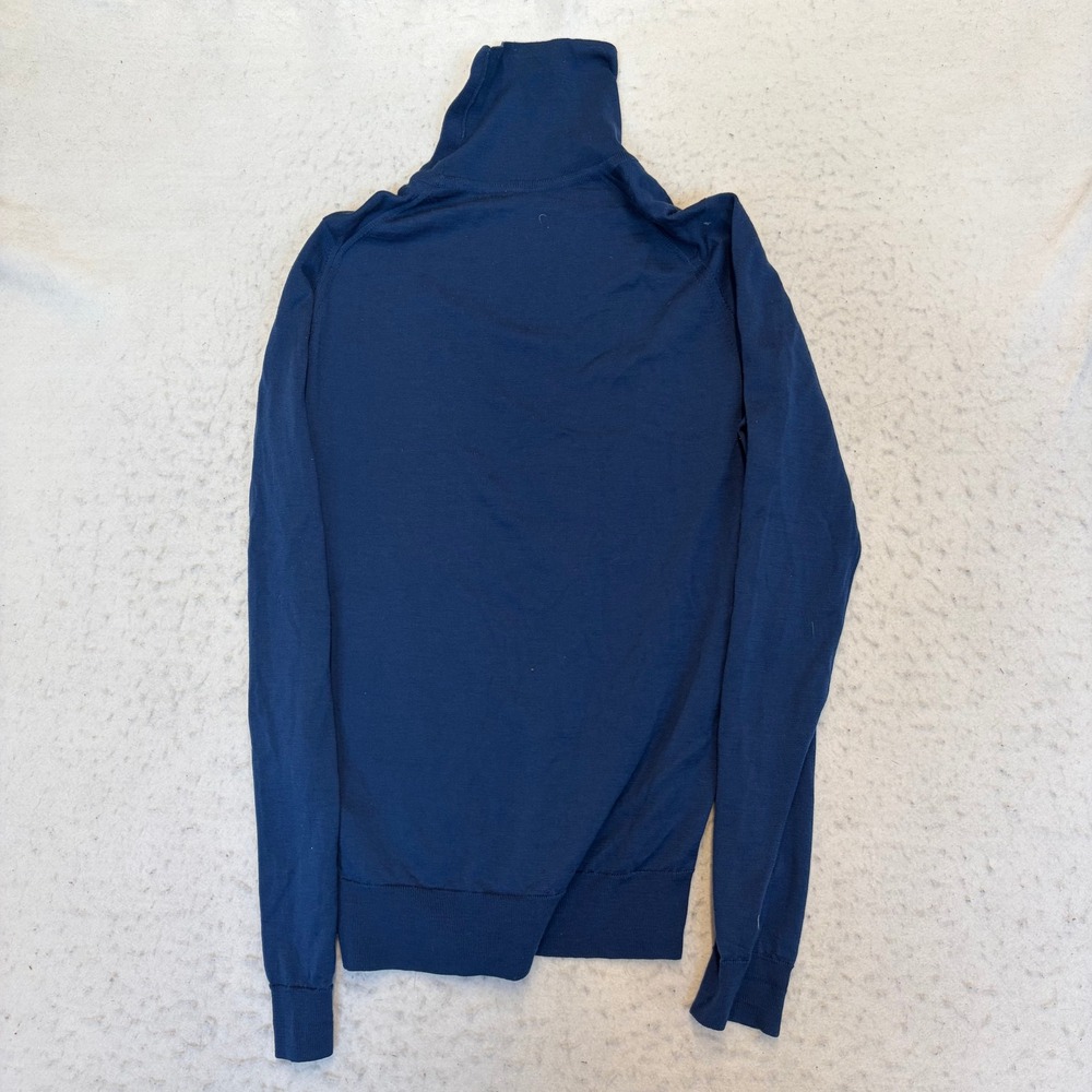 John Smedley Turtleneck Sweater Mens S Blue Wool Long Sleeve England